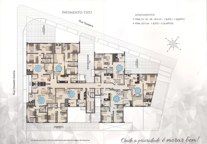 APARTAMENTO COM 1 SUÍTE E 2 QUARTOS NO CENTRO - RES. BERLATTORRE: 8ª foto da galeria de imagens do imóvel