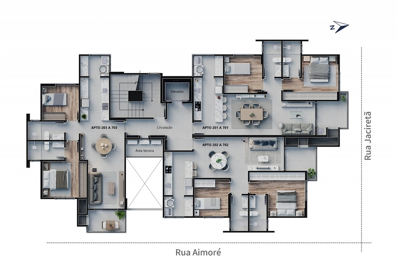Apartamento na Planta com 1 Suíte + 1 Quarto – Residencial Tívoli: 3ª foto da galeria de imagens do imóvel