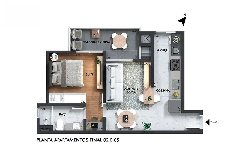 APARTAMENTO COM 1 SUÍTE NO CENTRO - RESIDENCIAL LA VITA: 3ª foto da galeria de imagens do imóvel