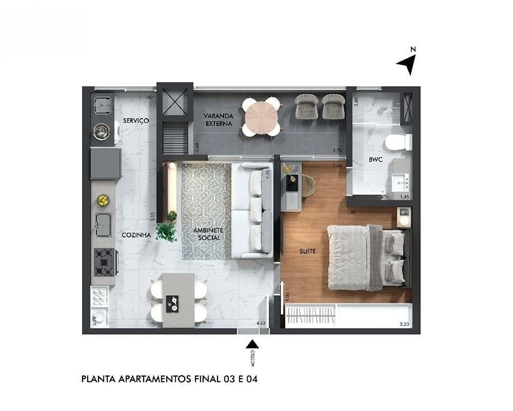 APARTAMENTO COM 1 SUÍTE NO CENTRO - RESIDENCIAL LA VITA: 4ª foto da galeria de imagens do imóvel