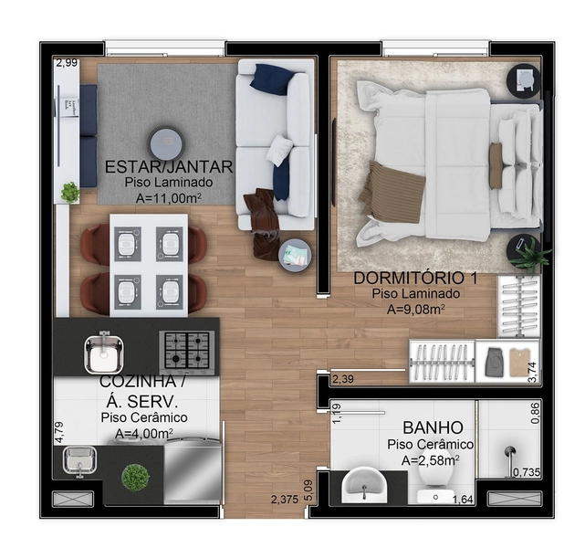 Apartamentos de 1 e 2 dormitórios Bairro Ipiranga, Sapucaia do Sul: 6ª foto da galeria de imagens do imóvel