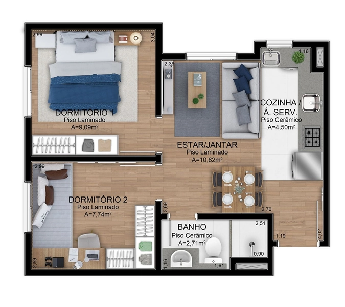 Apartamentos de 1 e 2 dormitórios Bairro Ipiranga, Sapucaia do Sul: 8ª foto da galeria de imagens do imóvel