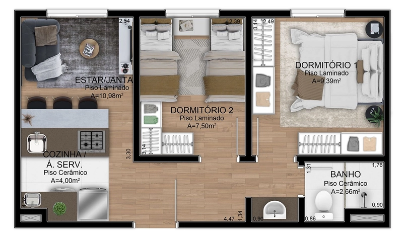 Apartamentos de 1 e 2 dormitórios Bairro Ipiranga, Sapucaia do Sul: 7ª foto da galeria de imagens do imóvel