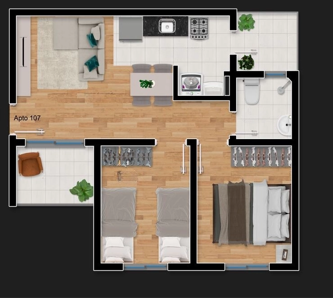 Apartamentos de 2 dormitorios Jardim Betania: 6ª foto da galeria de imagens do imóvel