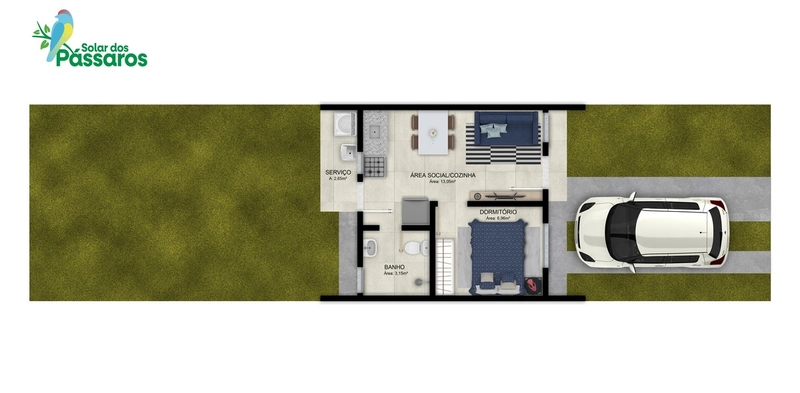 Casas novas de 1 e 2 dormitórios no Pitatini: 13ª foto da galeria de imagens do imóvel