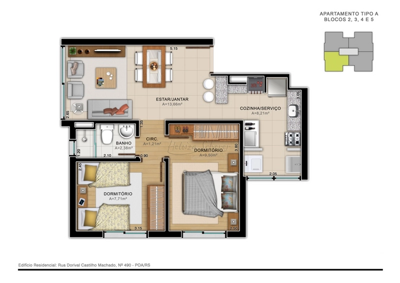 Apartamento de 02 quartos, 01 vaga no bairro Hípica / Ipanema: 15ª foto da galeria de imagens do imóvel
