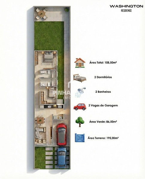 Casa geminada 2 quartos e 2 vagas de garagem: 4ª foto da galeria de imagens do imóvel