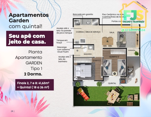 APTO 02 DORM COM JARDIM E LAZER COMPLETO: 24ª foto da galeria de imagens do imóvel