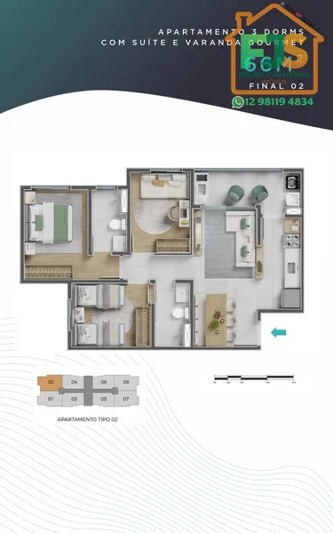 APTO 2 Dorms com Suíte e Varanda Gourmet e Lazer Completo: 62ª foto da galeria de imagens do imóvel