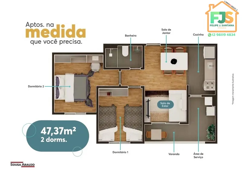 APARTAMENTO DE 02 DORMITÓRIOS + VARANDA GRILL E LAZER COMPLETO: 9ª foto da galeria de imagens do imóvel