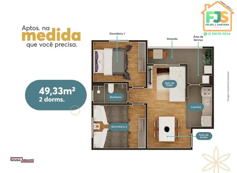 APARTAMENTO DE 02 DORMITÓRIOS + VARANDA GRILL E LAZER COMPLETO: 7ª foto da galeria de imagens do imóvel