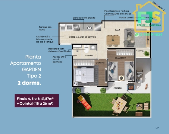 APTO 02 DORM COM JARDIM E LAZER COMPLETO: 24ª foto da galeria de imagens do imóvel