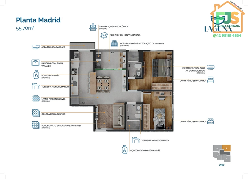 MELHOR APTO 2 DORM C/SUITE AO LADO DA LAGOA: 19ª foto da galeria de imagens do imóvel