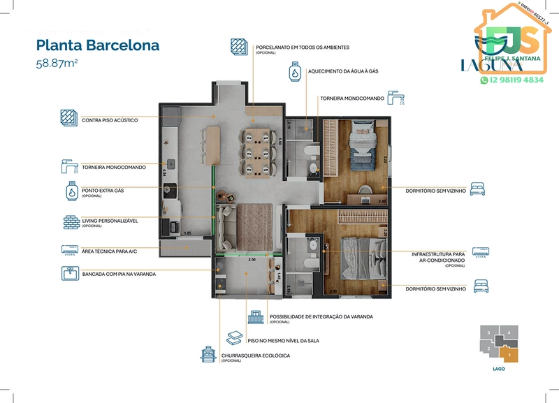 MELHOR APTO 2 DORM C/SUITE AO LADO DA LAGOA: 16ª foto da galeria de imagens do imóvel