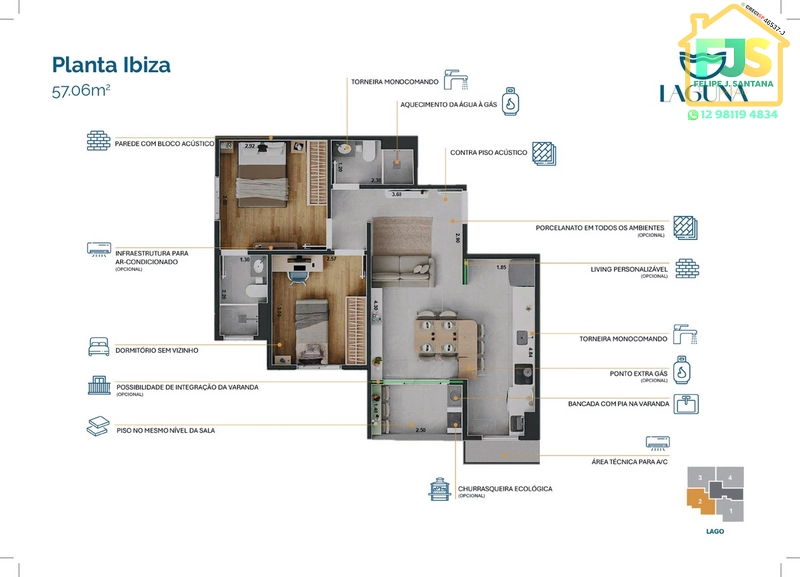 MELHOR APTO 2 DORM C/SUITE AO LADO DA LAGOA: 18ª foto da galeria de imagens do imóvel