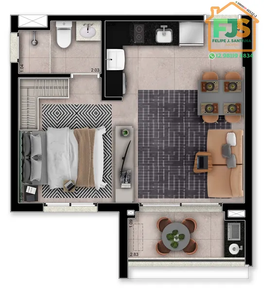 APTO 01 DORM PROX AO COLINAS SHOP + LAZER COMPLETO: 6ª foto da galeria de imagens do imóvel