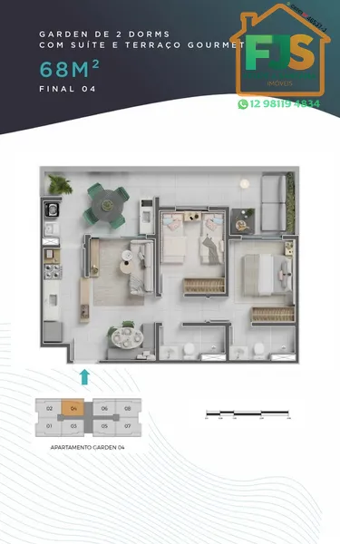 APTO COM JARDIM de 3 Dorm com suíte e varanda gourmet e Lazer Completo: 27ª foto da galeria de imagens do imóvel