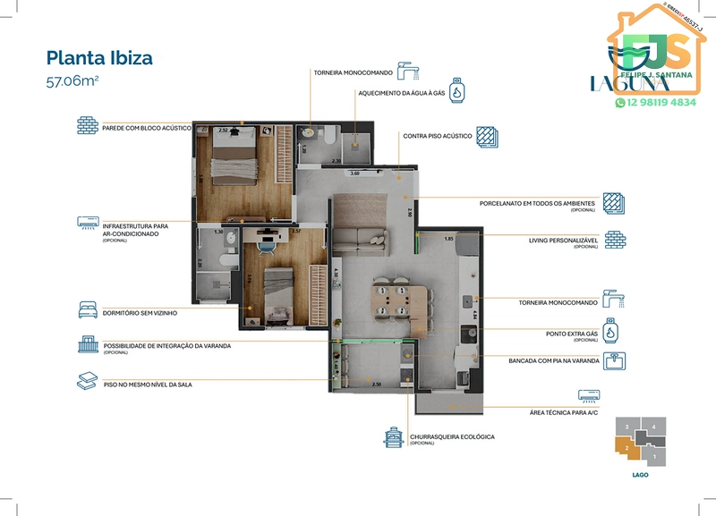MELHOR APTO 2 DORM C/SUITE AO LADO DA LAGOA: 17ª foto da galeria de imagens do imóvel