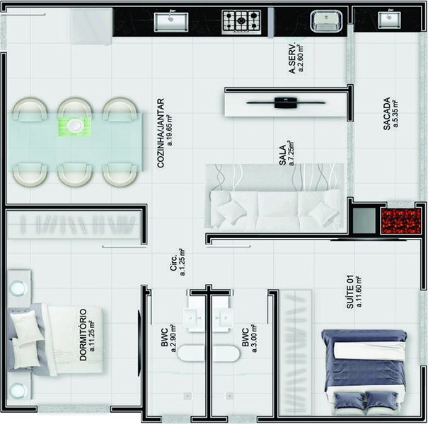 Apartamento na Planta no Residencial Asaton Villa – Bairro Tabuleiro, Camboriú: 6ª foto da galeria de imagens do imóvel