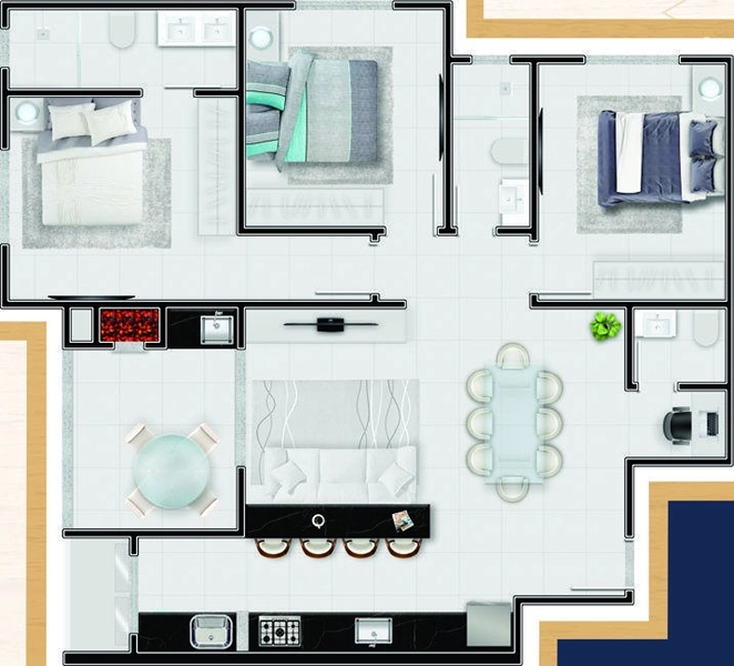 Apartamento na Planta no Residencial Asaton Villa – Bairro Tabuleiro, Camboriú: 5ª foto da galeria de imagens do imóvel