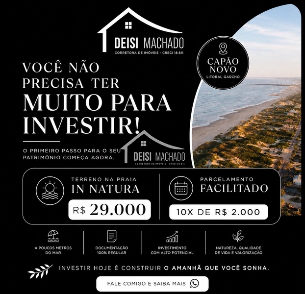 Terreno de Esquina | 300m² | Apenas 550 metros do mar em Capão Novo: 2ª foto da galeria de imagens do imóvel
