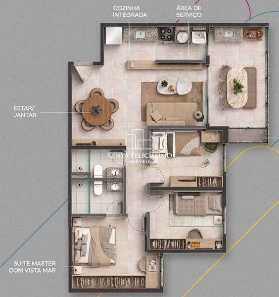 •	Apartamentos de 3 quartos com varanda gourmet no Costa Azul.: 16ª foto da galeria de imagens do imóvel