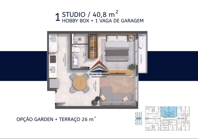 Apartamento 1 dormitório na planta em Florianópolis: 24ª foto da galeria de imagens do imóvel