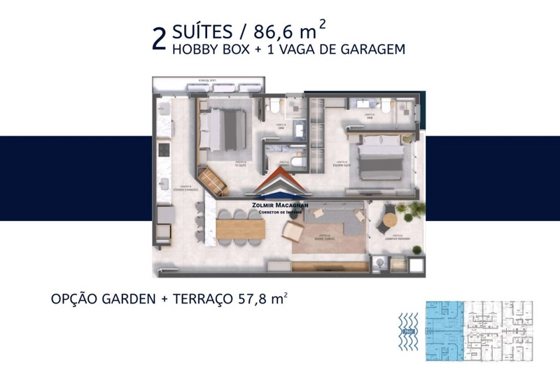 Apartamento 1 dormitório na planta em Florianópolis: 17ª foto da galeria de imagens do imóvel