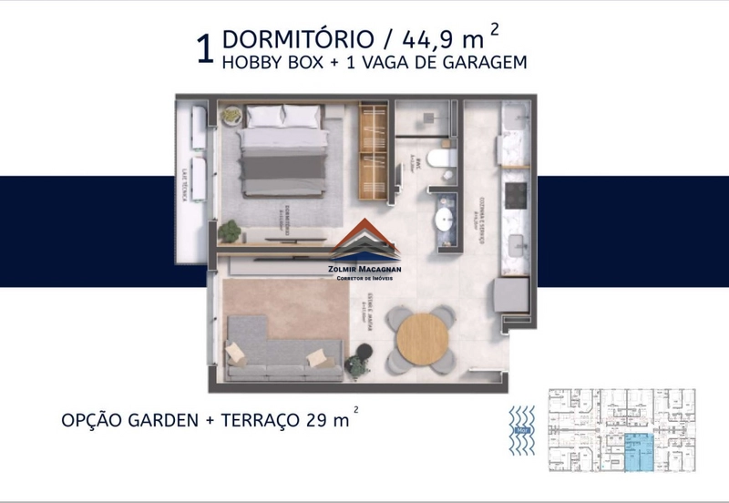 Apartamento 1 dormitório na planta em Florianópolis: 21ª foto da galeria de imagens do imóvel