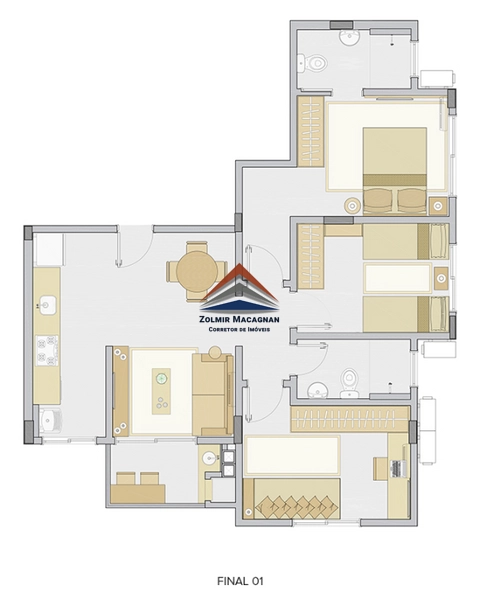 Apartamentos 3 dormitórios em construção à Venda na cidade Palhoça SC: 5ª foto da galeria de imagens do imóvel