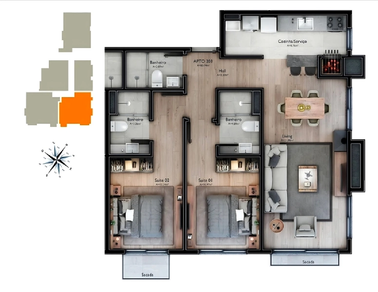 Apartamento 2 suítes em Gramado: 5ª foto da galeria de imagens do imóvel
