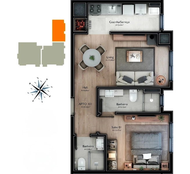 Apartamento 1 suíte em Gramado: 5ª foto da galeria de imagens do imóvel