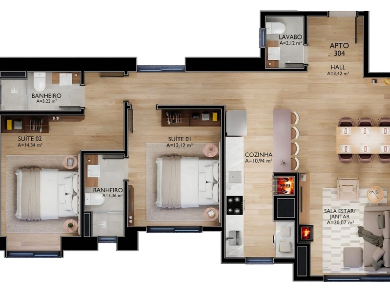 Apartamento 2 suítes em Gramado: 6ª foto da galeria de imagens do imóvel