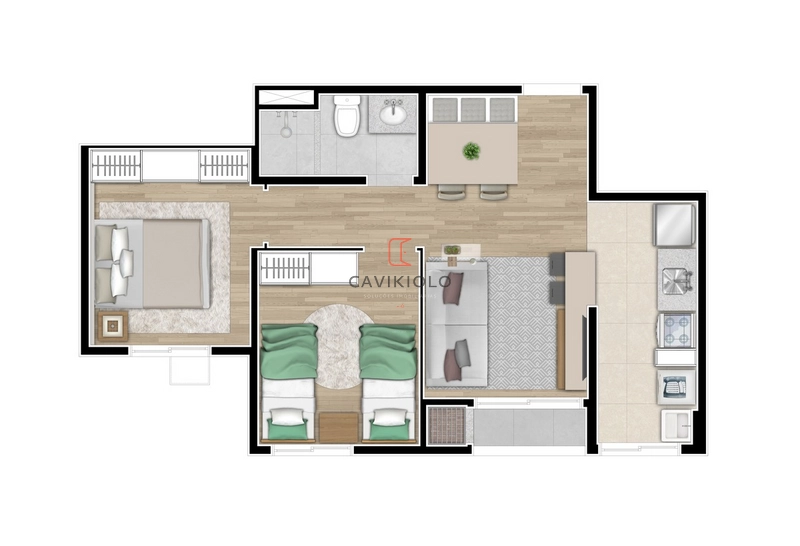Apartamento 1 ou 2 quartos a venda no Ecovile: 17ª foto da galeria de imagens do imóvel
