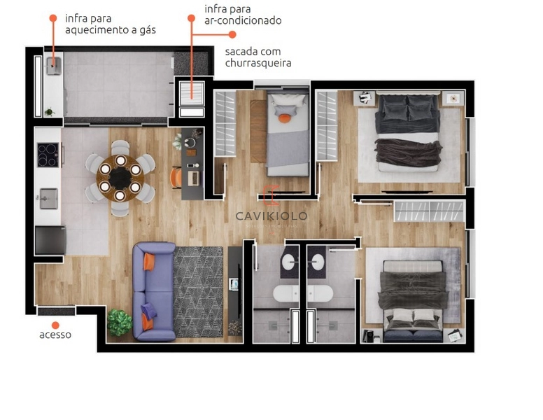 Apartamento studio a venda no Novo Mundo: 3ª foto da galeria de imagens do imóvel