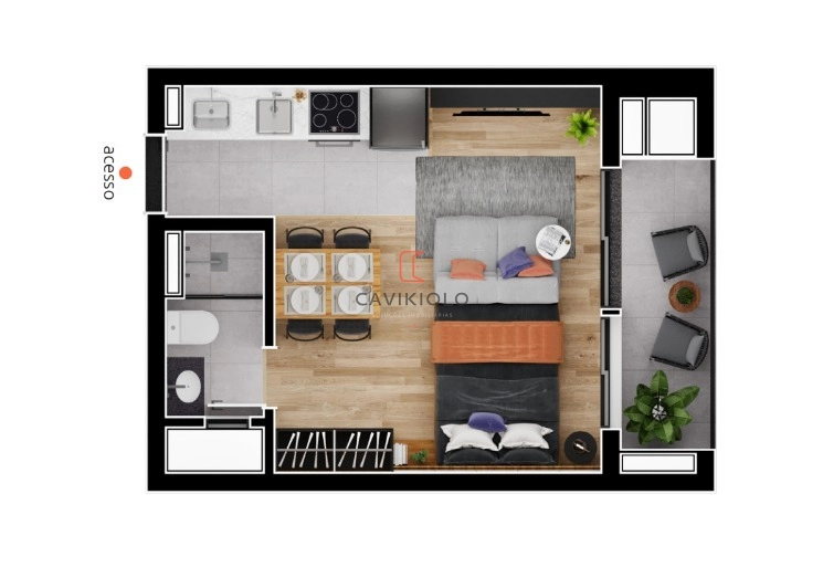 Apartamento studio a venda no Novo Mundo: 1ª foto da galeria de imagens do imóvel
