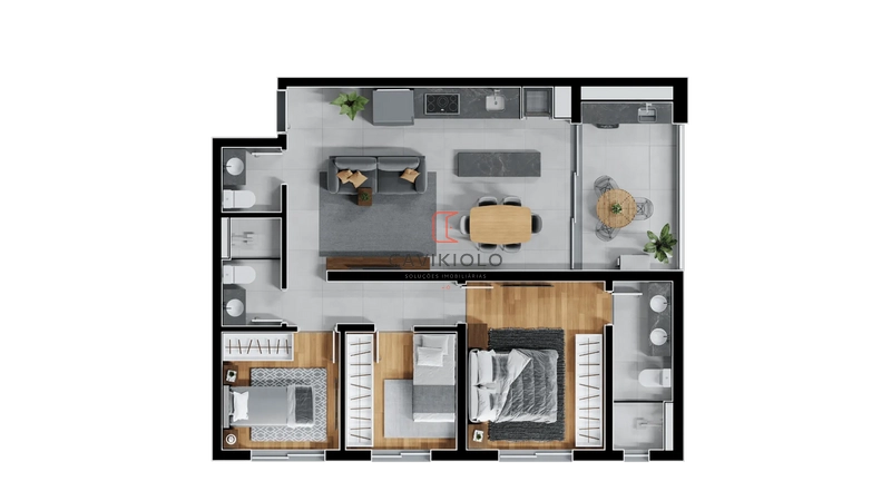 Apartamento 3 Quartos com suíte no Novo Mundo: 1ª foto da galeria de imagens do imóvel