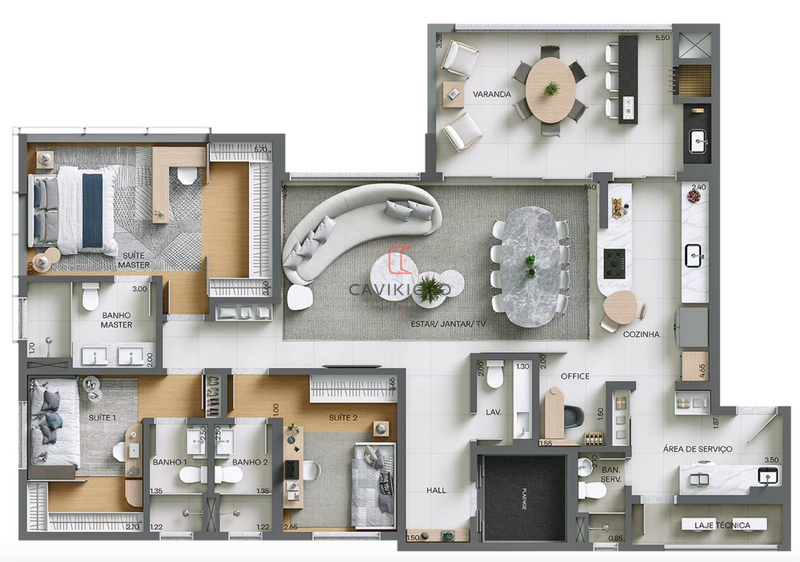 Apartamento 3 suites a venda no Ecoville - Atrio Plaenge: 19ª foto da galeria de imagens do imóvel