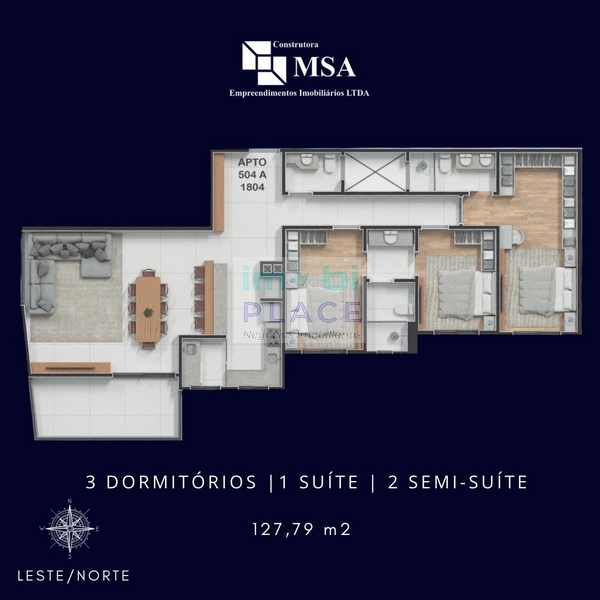 Apartamento 3 Dormitórios no Edifício Sence: Suítes, Sacada e Garagem: 1ª foto da galeria de imagens do imóvel