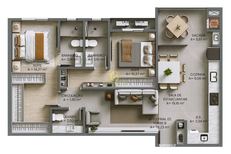 Apartamento no Ed. Residencial Paesaggio: 6ª foto da galeria de imagens do imóvel