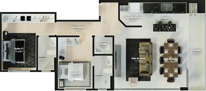 Apartamento no Ed. Venice Brava House na Praia Brava: 12ª foto da galeria de imagens do imóvel