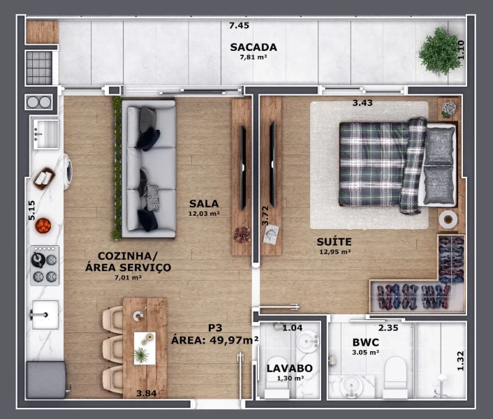 Apartamento 1 dormitório no centro de Itajaí no Ed. Pass Conect: 1ª foto da galeria de imagens do imóvel