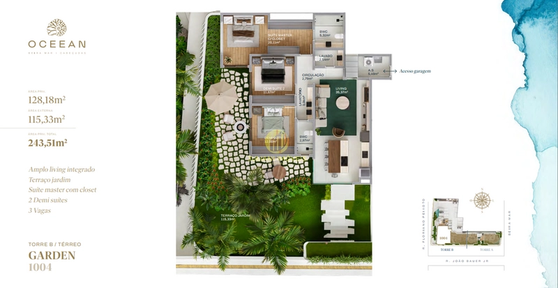 Garden Duplex  Ed. Oceean na Praia  Cabeçudas: 9ª foto da galeria de imagens do imóvel