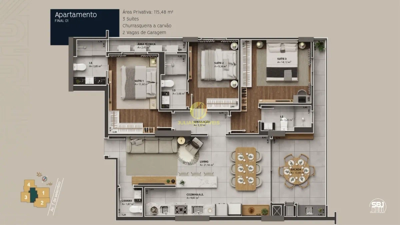 Apartamento no  Ilha de Cozumel em Itajaí: 1ª foto da galeria de imagens do imóvel