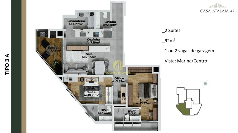 Apartamento no  Edifício Casa Atalaia 47 em Itajaí: 6ª foto da galeria de imagens do imóvel