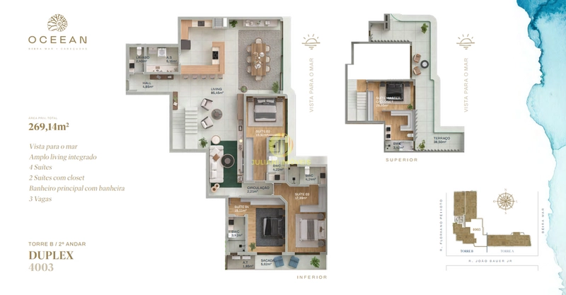 PentHouse frente mar Ed. Oceean na Praia  Cabeçudas: 9ª foto da galeria de imagens do imóvel