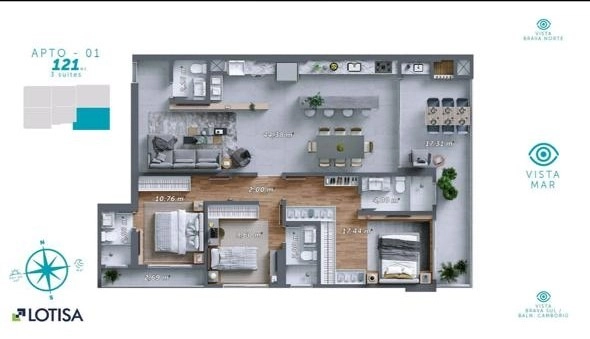 Apartamento no  Edifício Torre Brisa no Torres da Brava: 16ª foto da galeria de imagens do imóvel