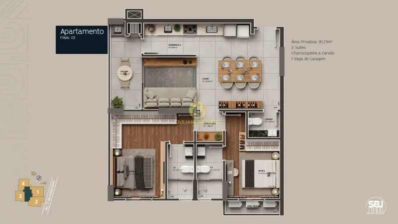 Apartamento no  Ilha de Cozumel em Itajaí: 1ª foto da galeria de imagens do imóvel