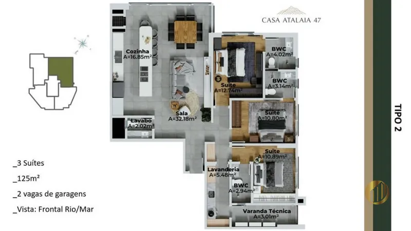 Apartamento no Edifício Casa Atalaia 47 em Itajaí: 2ª foto da galeria de imagens do imóvel