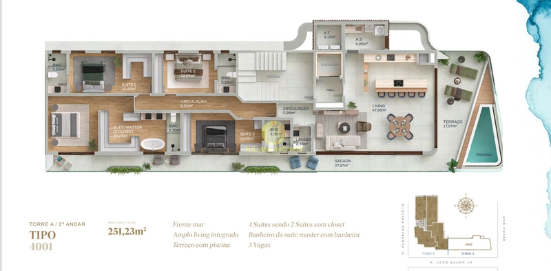 PentHouse frente mar Ed. Oceean na Praia  Cabeçudas: 5ª foto da galeria de imagens do imóvel